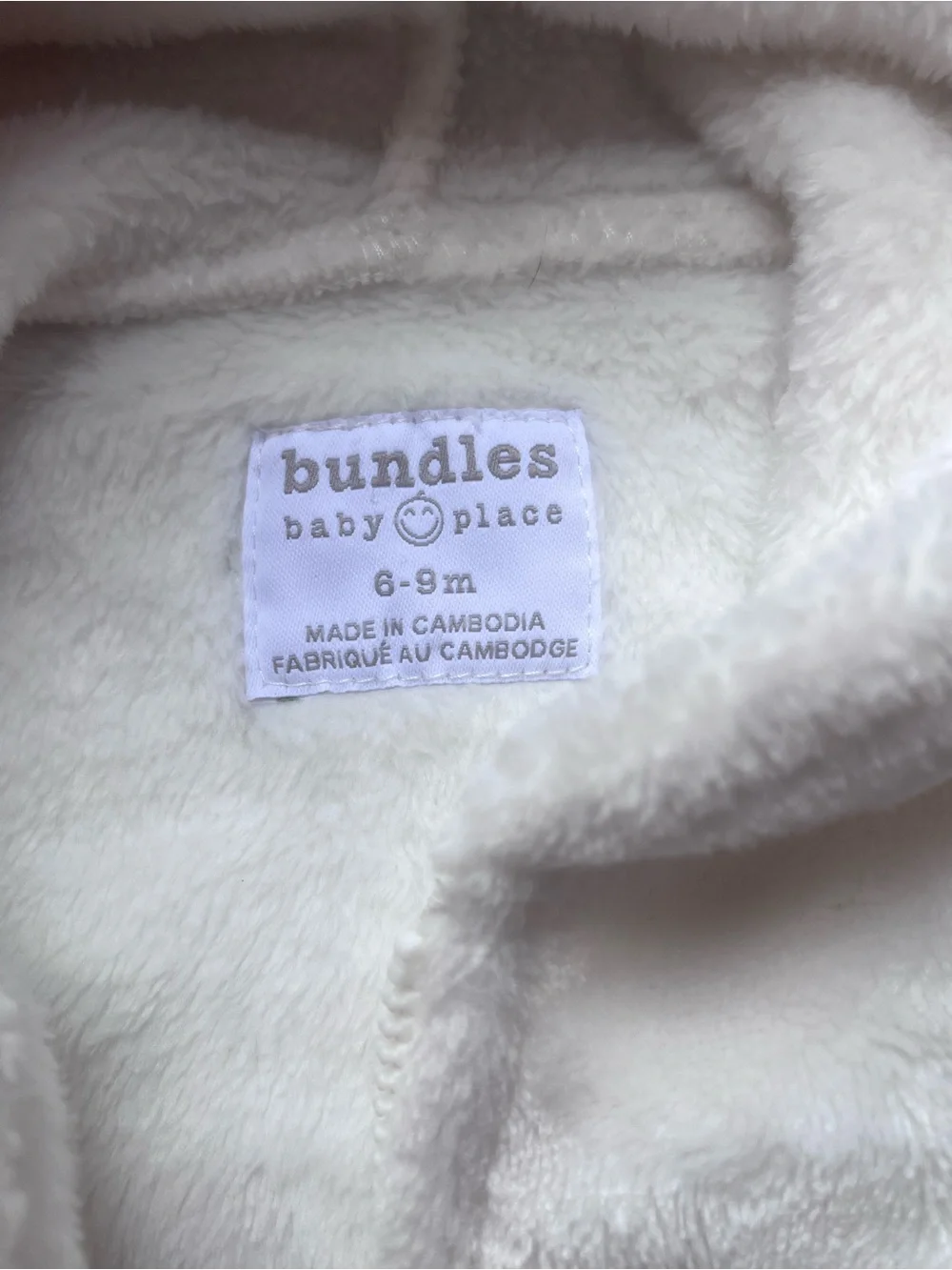 Children’s Place Hooded Plush Baby Bunny One-Piece Jumpsuit size 6-9 month